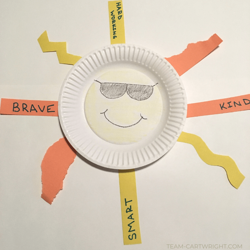 Easy Preschool Sun Craft! Make this super simple art project that works fine motor skills and builds kindness. (Yes, you can do both at once!) Fun, Art, and Learning. #ToddlerArt #PreschoolArt #SunCraft #FineMotorSkills Team-Cartwright.com