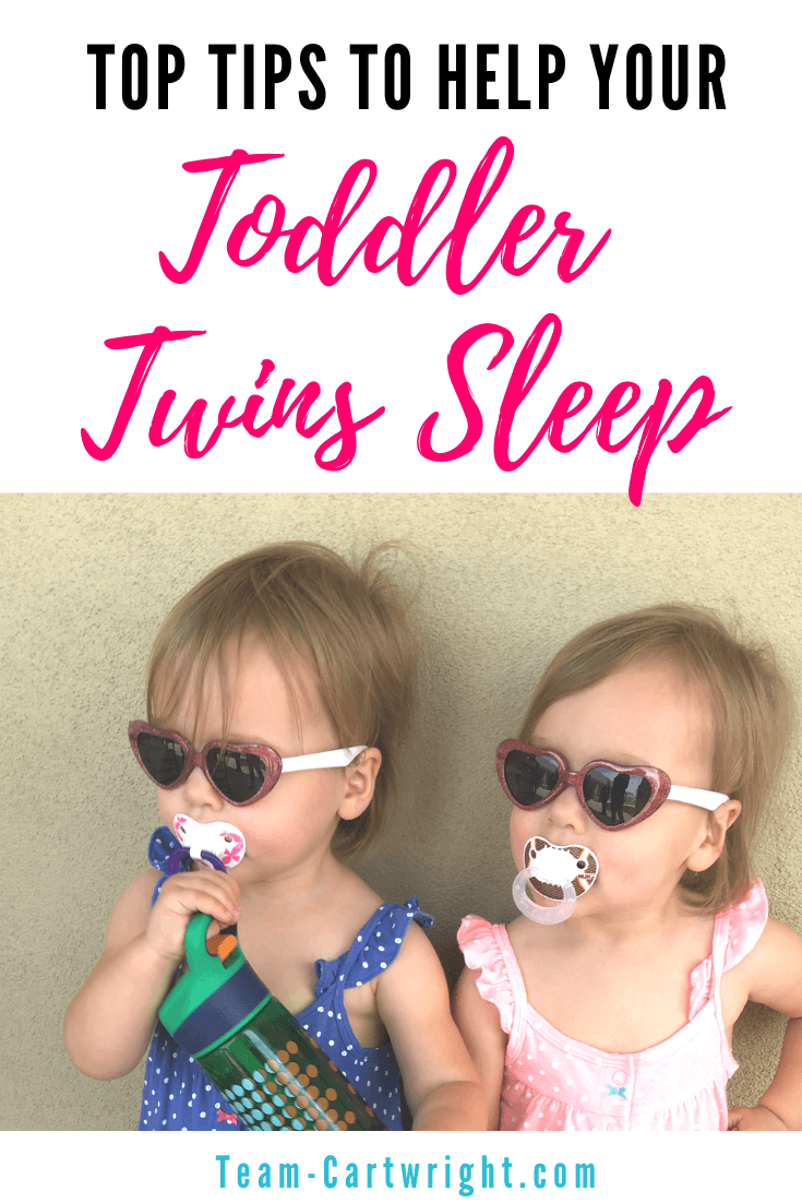 Tips to help your toddler twins sleep. It can be tough to get 2 busy toddlers to settle down and rest. Here are 8 great tips from a real twin mom. Get those twin toddlers back to sleep and get the rest you all need! #TwinSleep #TwinToddler #TwinTips #ToddlerSleep #ToddlerNaps #TwinNaps #TwinTips Team-Cartwright.com