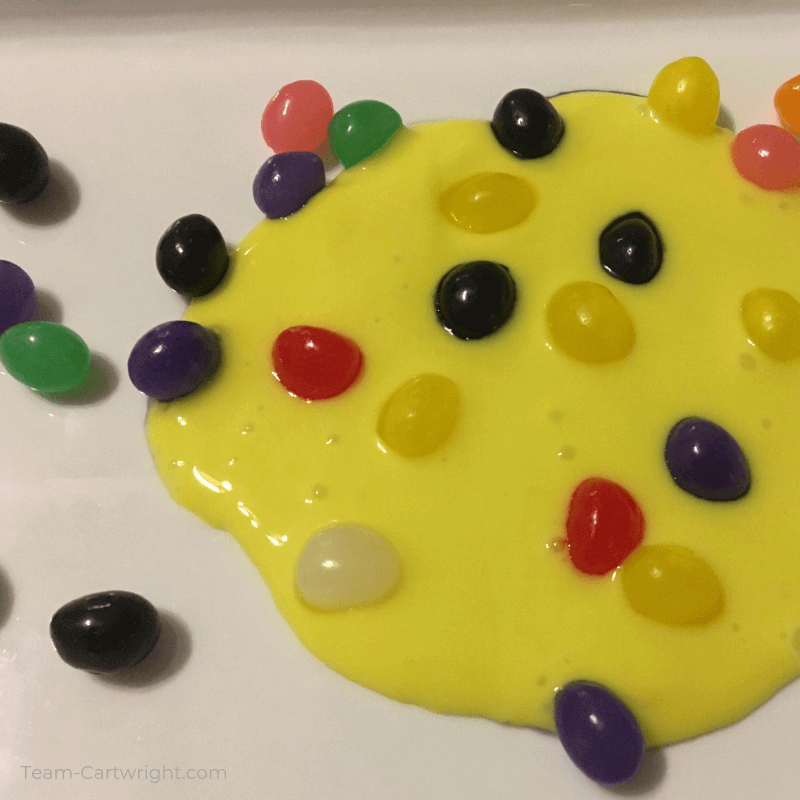 picture of yellow jelly bean slime with colorful jelly beans