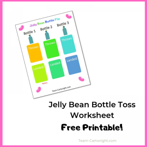 Picture of Jelly Bean Bottle Toss Data worksheet with text Jelly Bean Bottle Toss Worksheet free printable