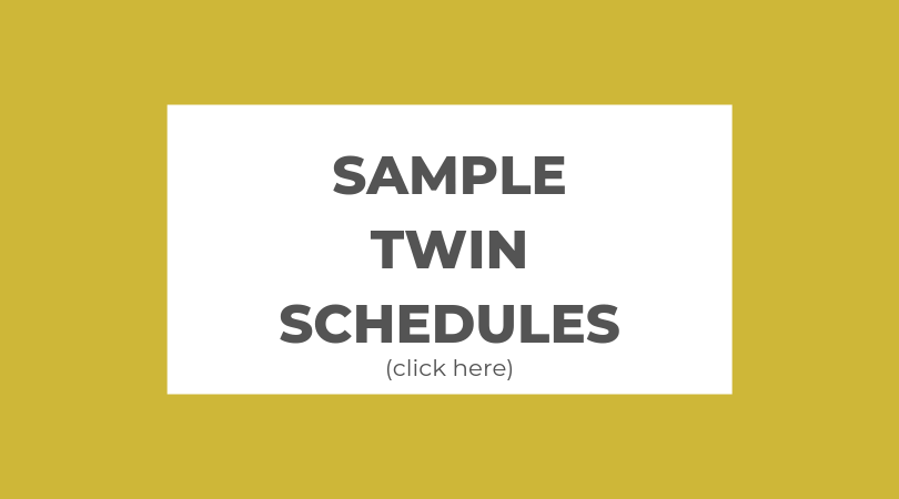 gold block with text: Sample Twin Schedule (click here)
