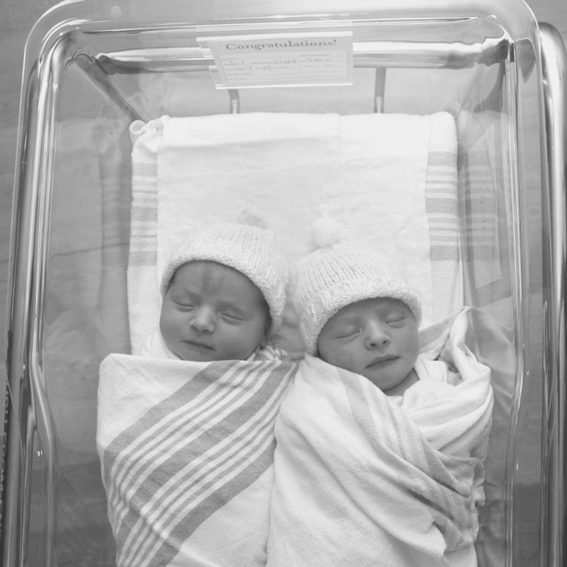 Goals for New Twin Moms with picture of newborn twins