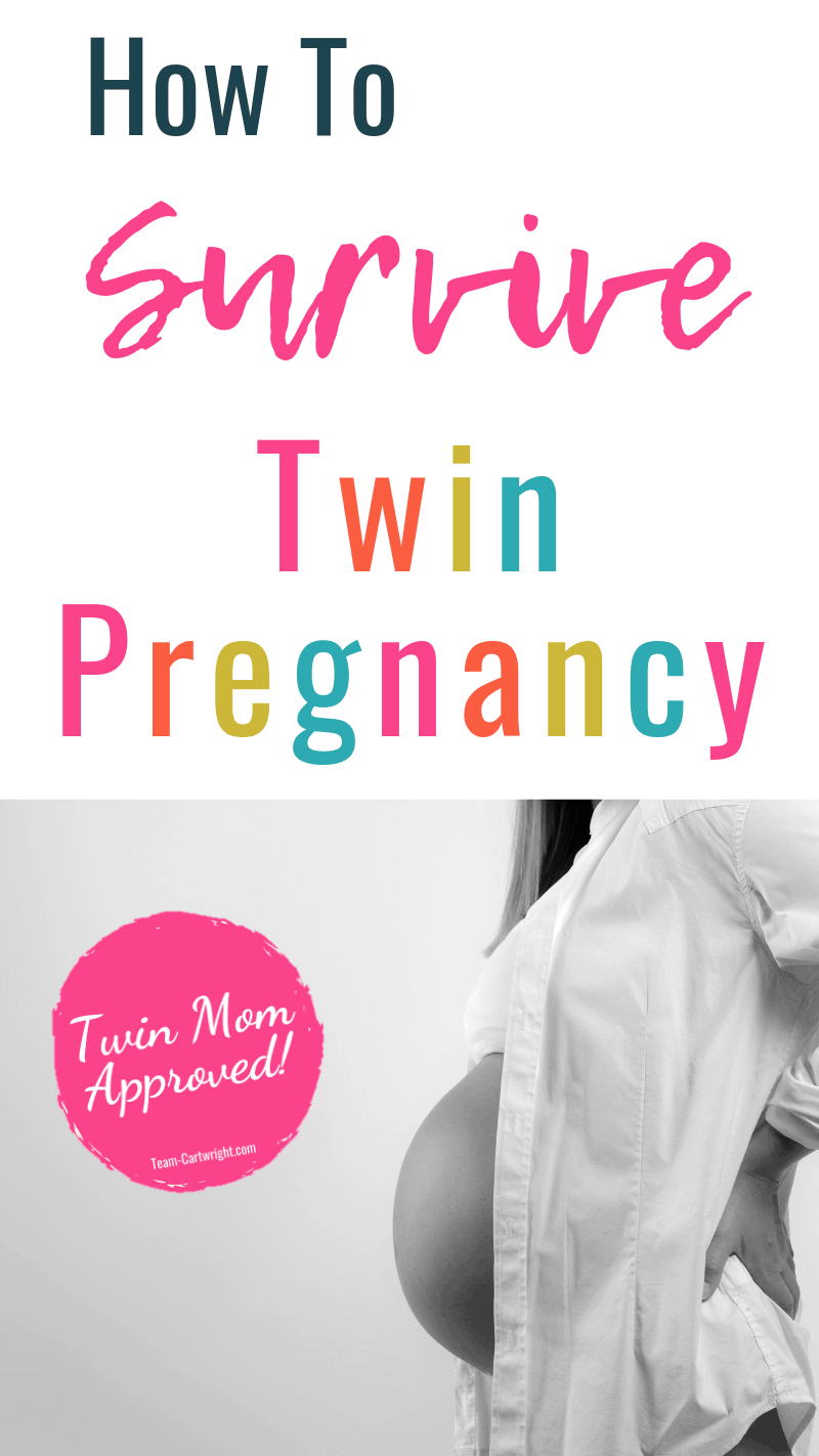 How To Survive Twin Pregnancy with picture of a pregnant belly