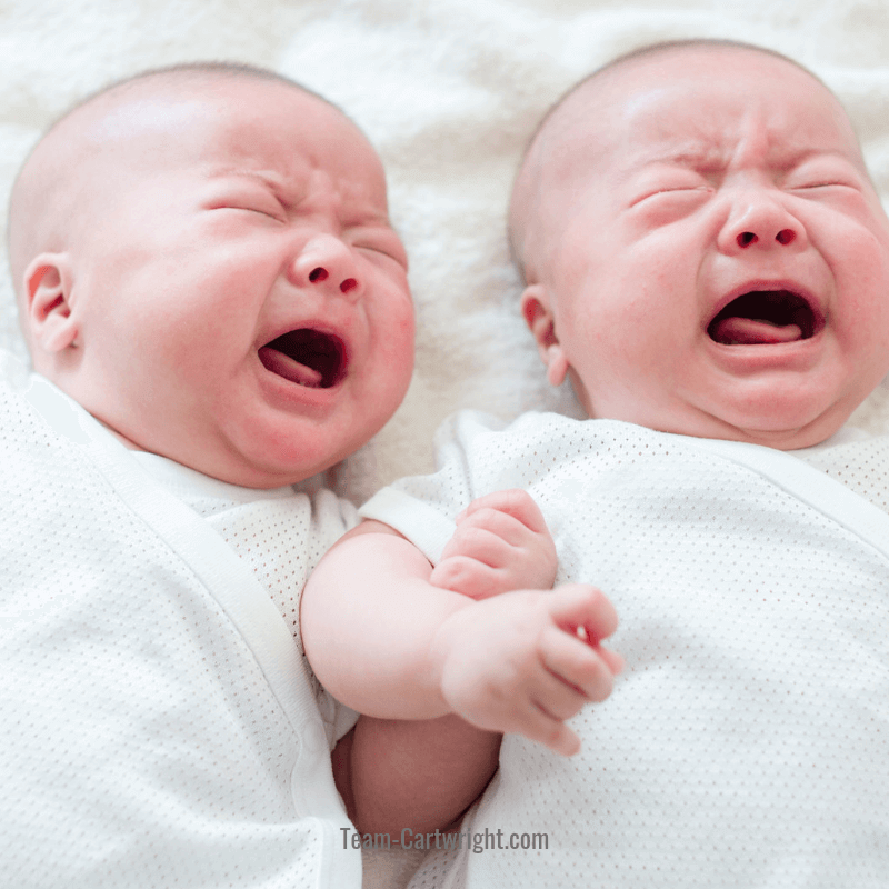 crying twin babies