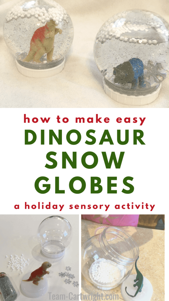 how to make easy dinosaur snow gloves a holiday sensory activity