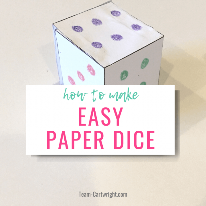 how to make easy paper dice with picture of paper dice