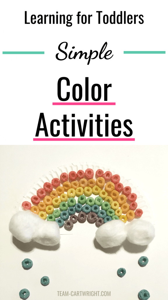 Simple Color Activities for toddlers and preschoolers with picture of a Froot Loop rainbow