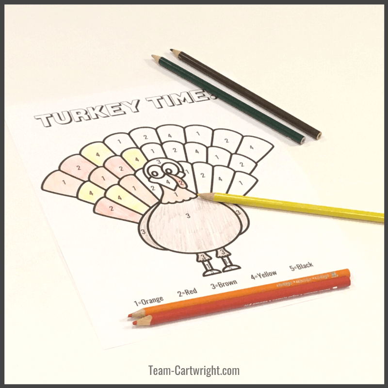 turkey color by number free printable