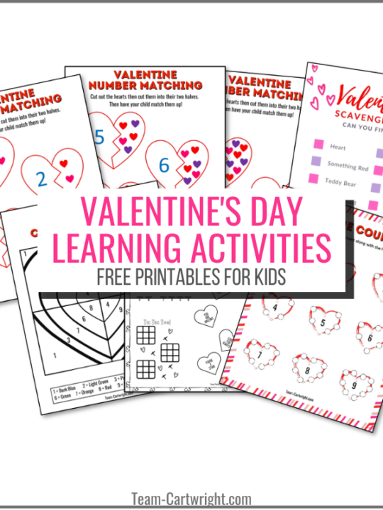 Valentine's Day Learning Activities Free Printables for Kids with pictures of the free printable activities