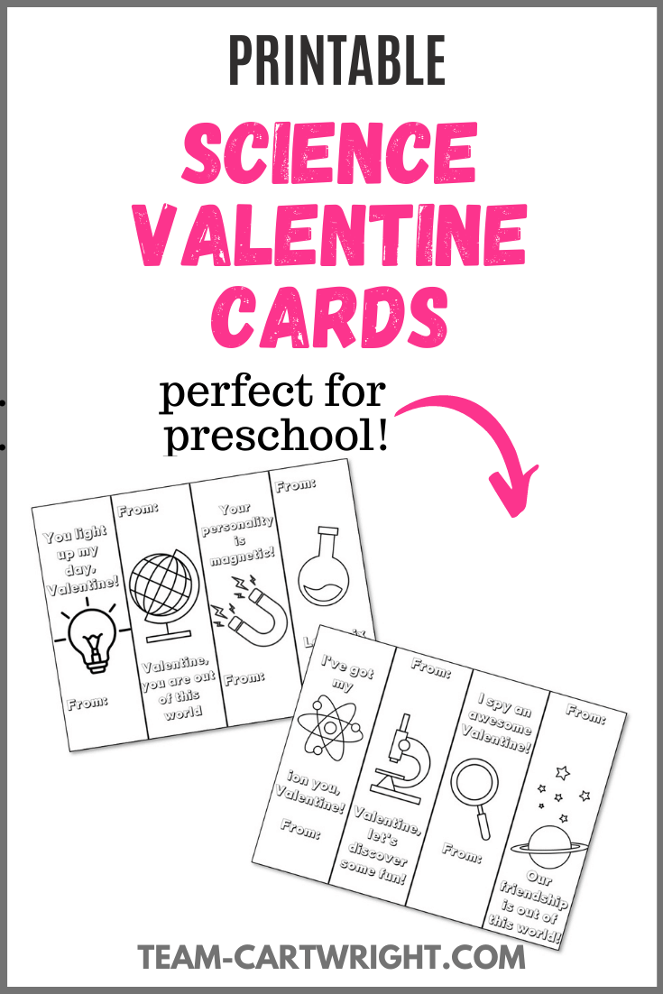 Printable Science Valentine Cards with picture of printables