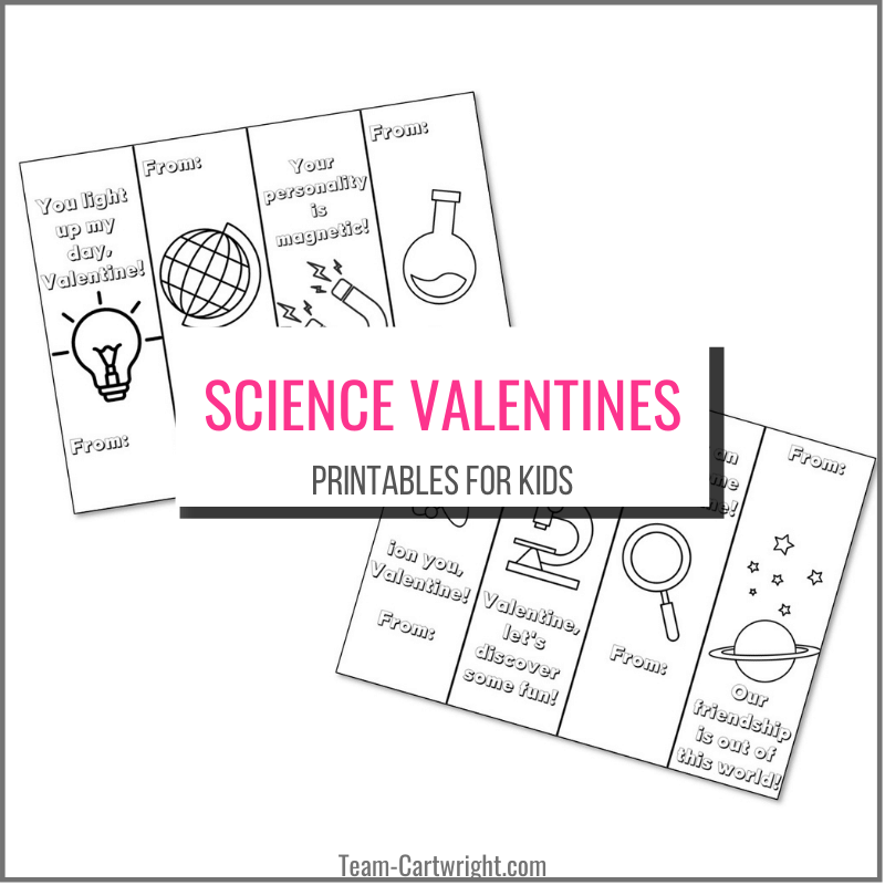 text: Science valentines printables for kids picture: the 8 valentines to print