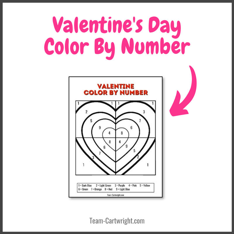 Valentine's Day Color by Number with picture of free printable