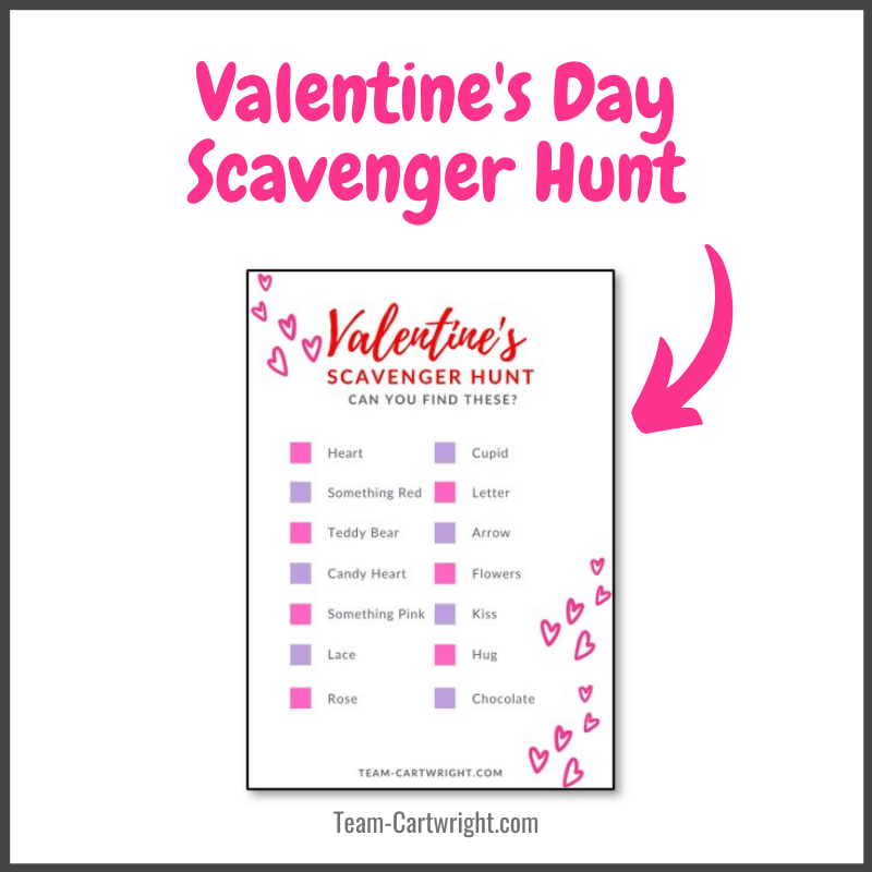 Valentine's Day Scavenger Hunt with free printable image